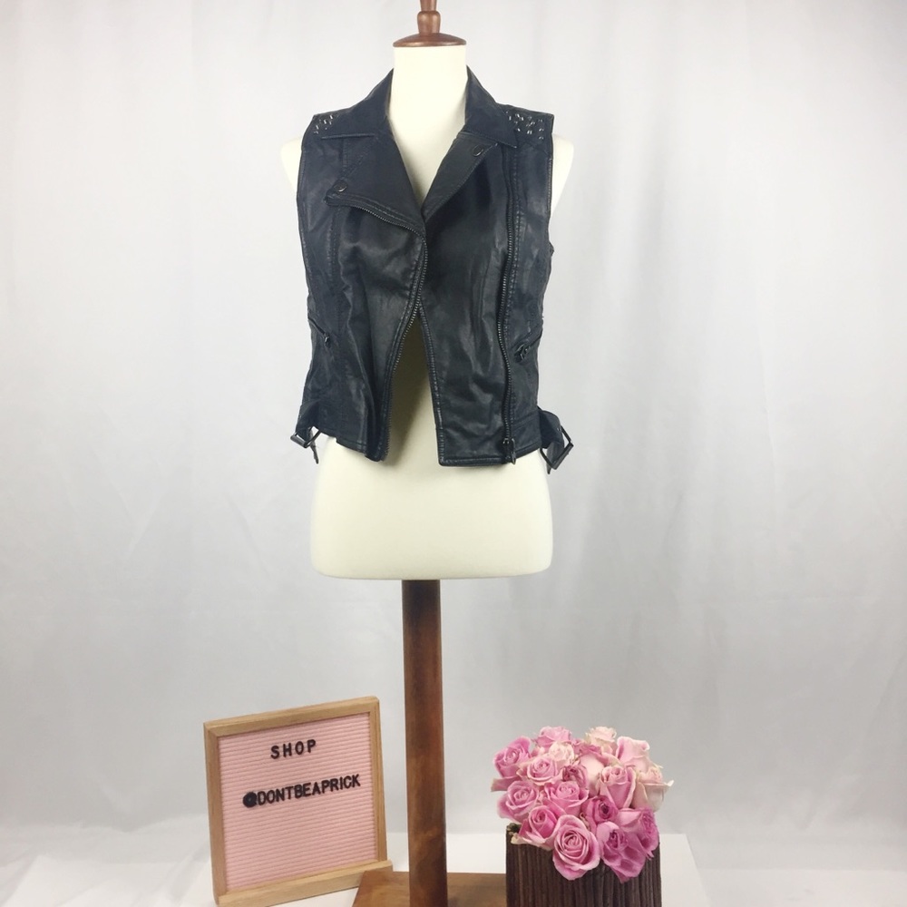 Forever21 Faux Black Leather Vest (Sz: S)